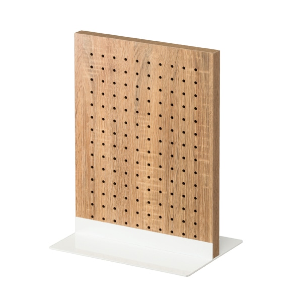 卓上両面有孔パネルスタンド ラスティック柄+ベース ホワイト【有孔ボード】〔ストエキオリジナル〕 幅30×高さ40cm
