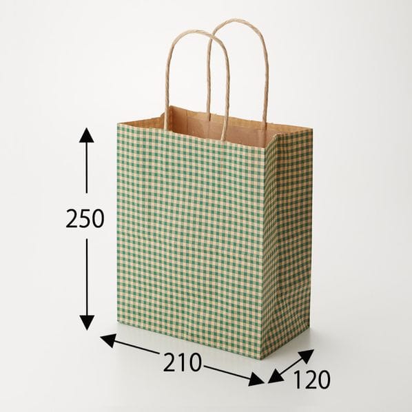 【50枚】HEIKO 紙袋 25チャームバッグ 25CB 21-12 ギンガム2 レッド グリーン レッド