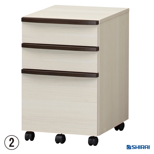 白井産業 セパルテック 木製デスク下ワゴン ナチュラル