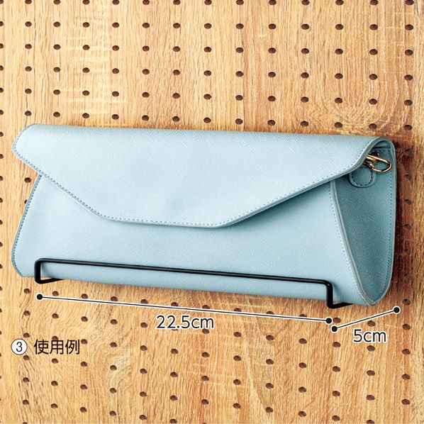 【5本】有孔ボード用ワイドフック(直径4mm) ブラック〔ストエキオリジナル〕 幅5.4cm