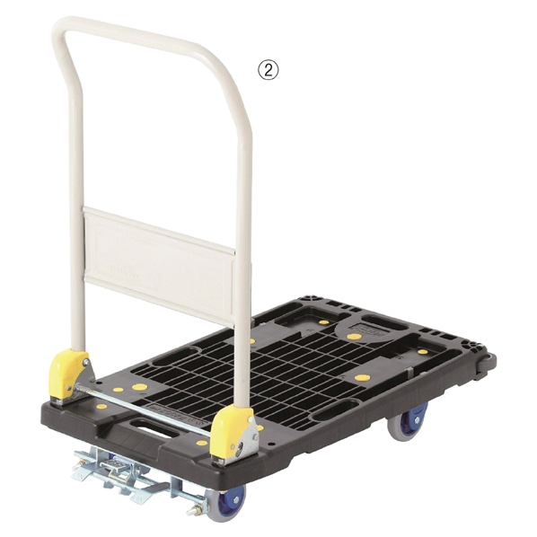 金沢車輛 中型静音樹脂台車 ハンドル折り畳み式 中型台車