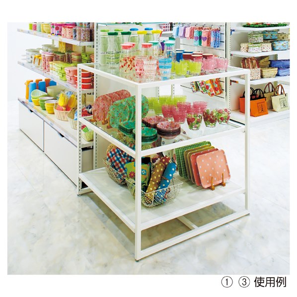 スクエアフレーム用中間棚セット 幅90×奥行90cm用 棚枠:ホワイト〔ストエキオリジナル〕 ホワイト