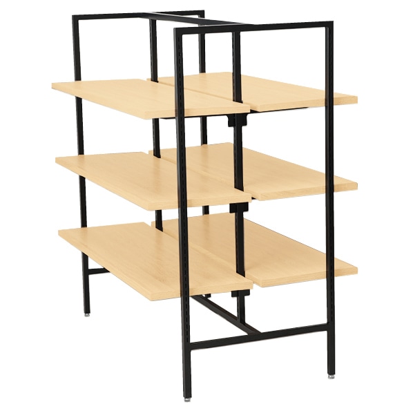 UR中央両面オープンタイプ ブラック 幅120×H135cm 木棚(エクリュ)6枚セット
