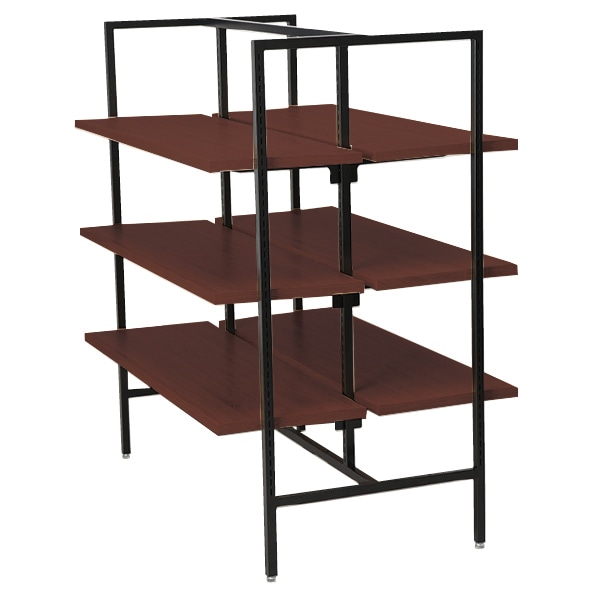 UR中央両面オープンタイプ ブラック 幅120×H135cm 木棚(ダークブラウン)6枚セット