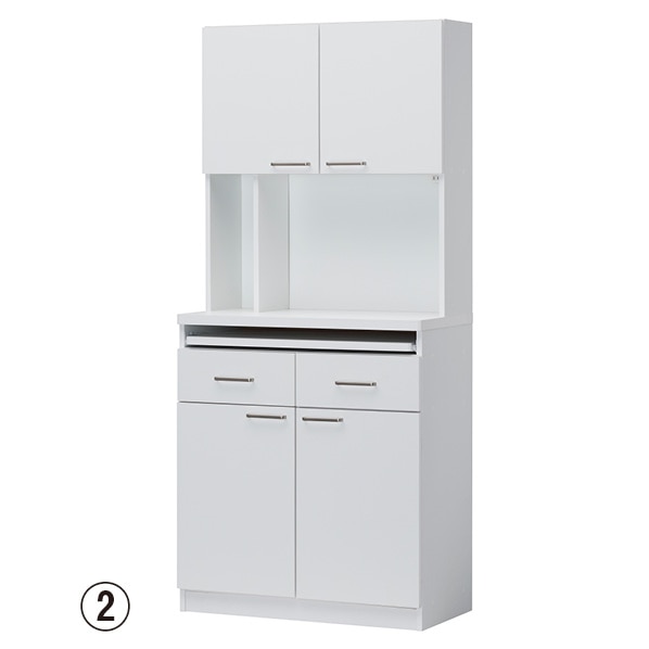 白井産業 モデレオ スライド付き食器棚 ミドル 高さ109.8cm