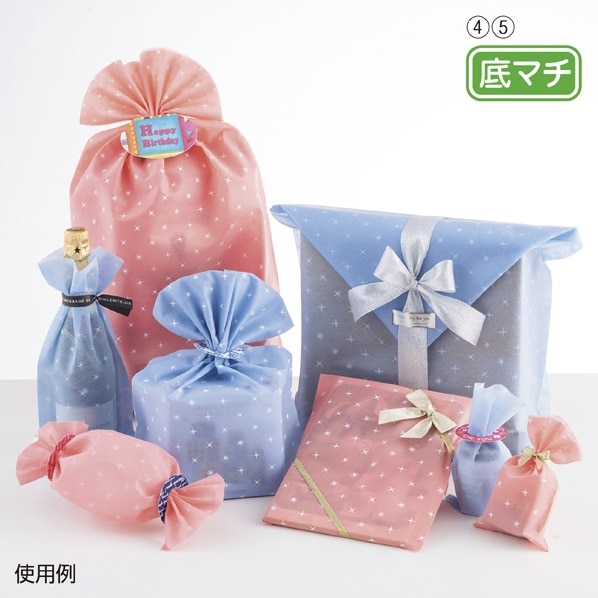 不織布ギフトバッグ キラキラ パステルピンク 幅12×高さ20cm 
