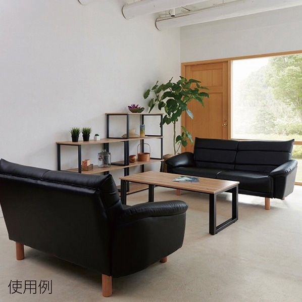 センターテーブル ブラック脚×古木調 木製