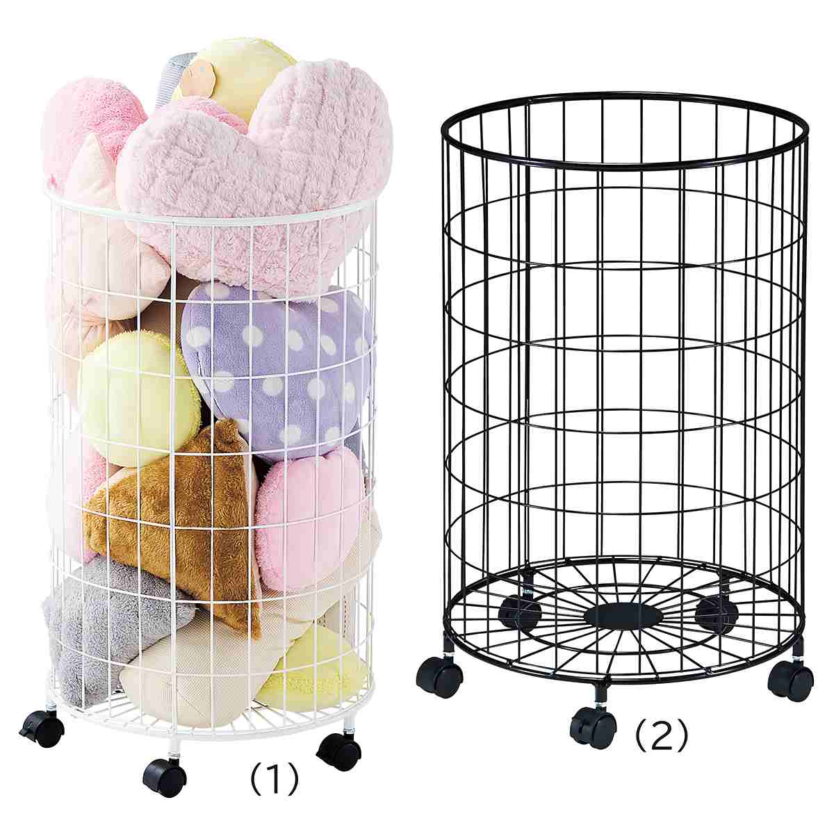 円型バスケットワゴン 深型 ホワイト〔ストエキオリジナル〕 ホワイト