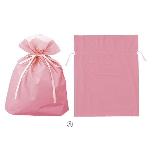 【20枚】梨地リボン付きギフトバッグ ピンク 幅31×高さ43[30]×底マチ12cm 
