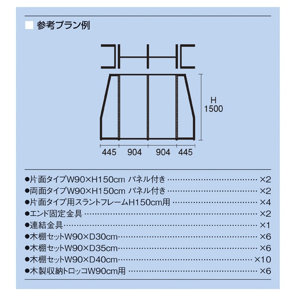 【什器セットまるごと購入】 SF中央両面タイプ2連結+SF中央片面タイプセット(ラスティック柄パネル付)