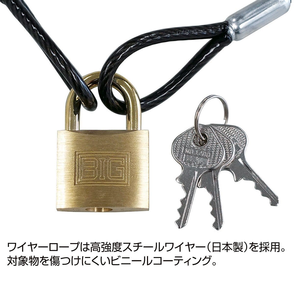 ワイヤー＆パドロック シリンダー錠タイプ 長さ54.5cm