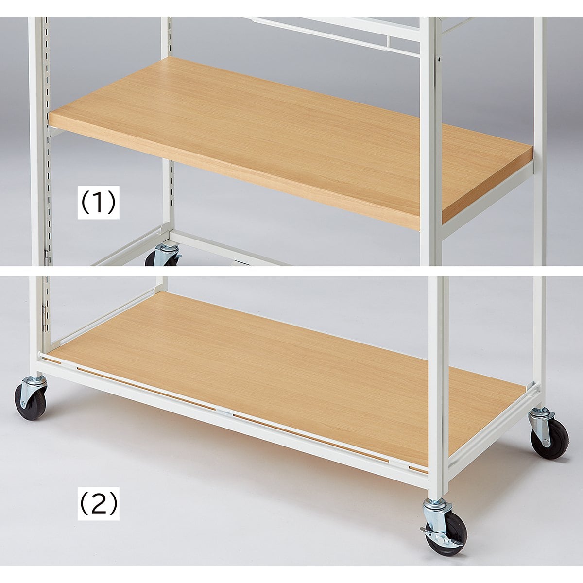 ハコマルシェホワイト ワゴン用追加棚 幅90cmタイプ 木棚エクリュ〔ストエキオリジナル〕 中間棚セット奥行40cm