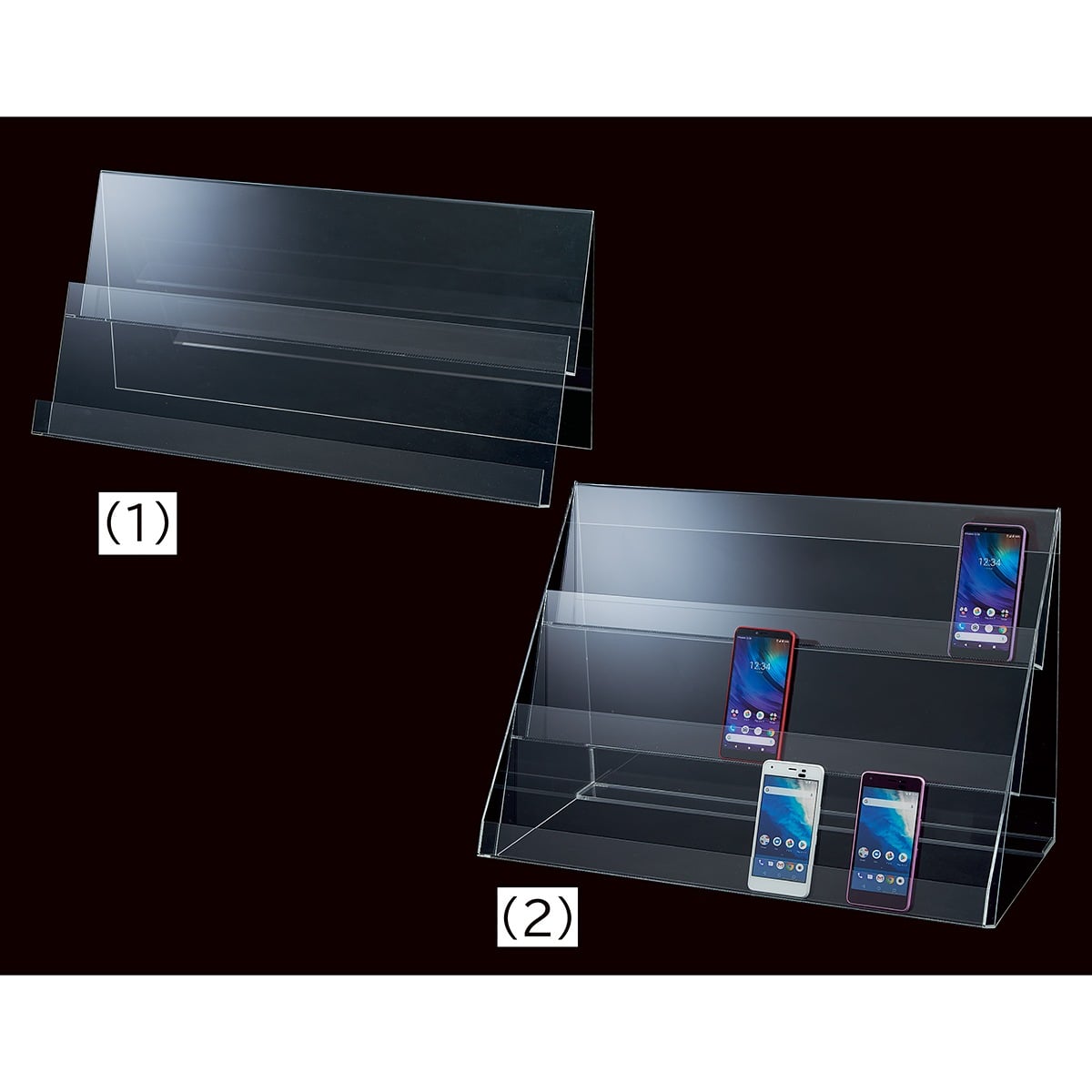 透明アクリルスマートフォンスタンド 2段