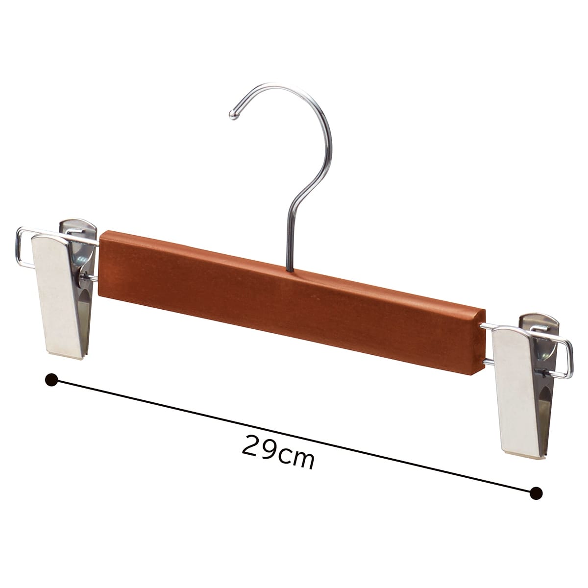 木製ボトムハンガー ブラウン 外型クリップ付き幅30cm (メープル)〔ストエキオリジナル〕 外型クリップ付き