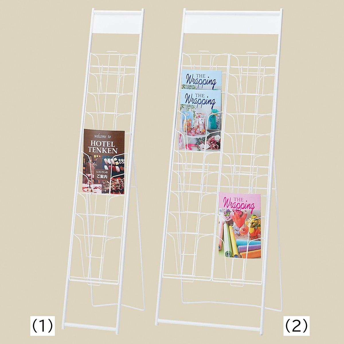 カタログスタンドA4 10段 ホワイト 1列