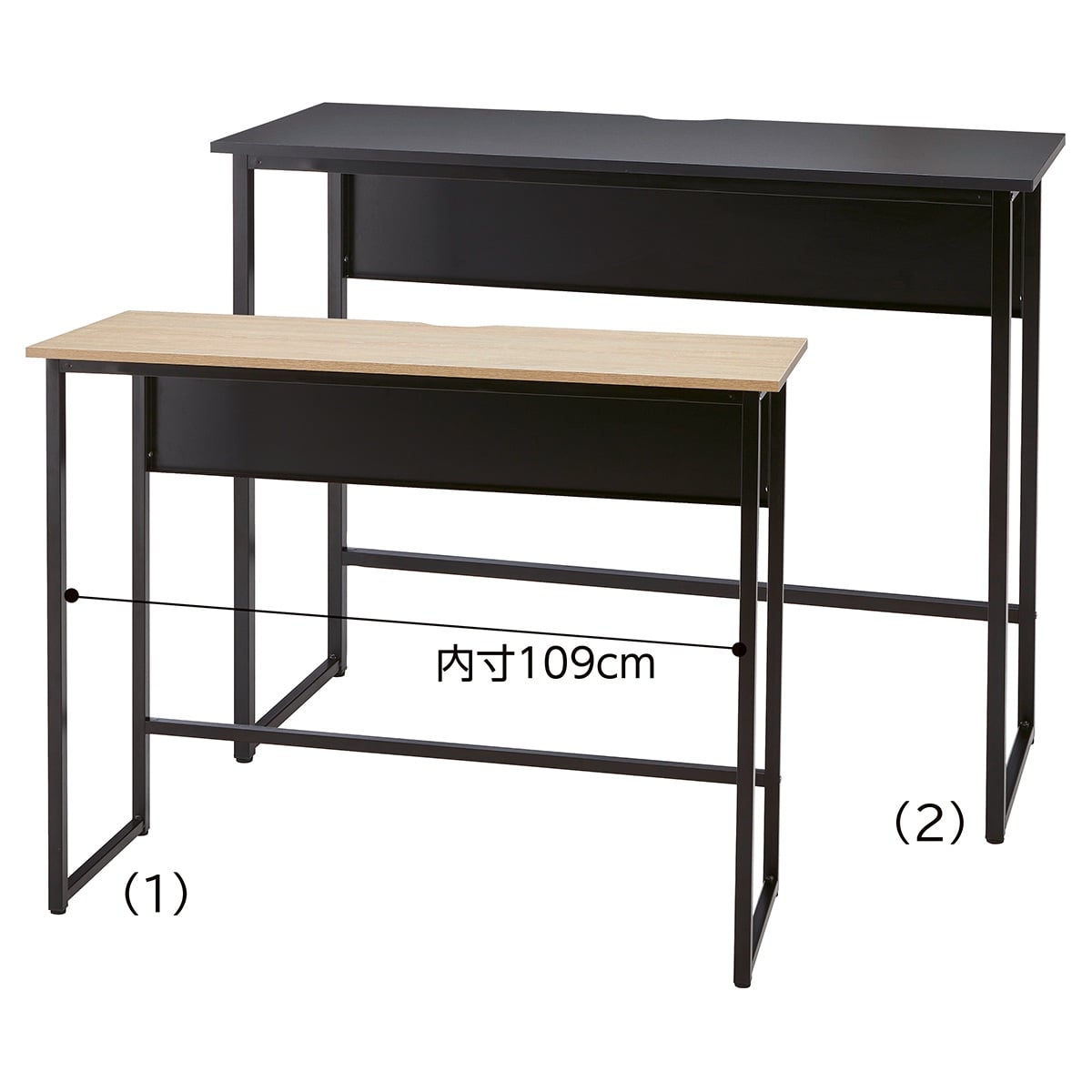 スクエアブラックフレーム ハイデスク古木調