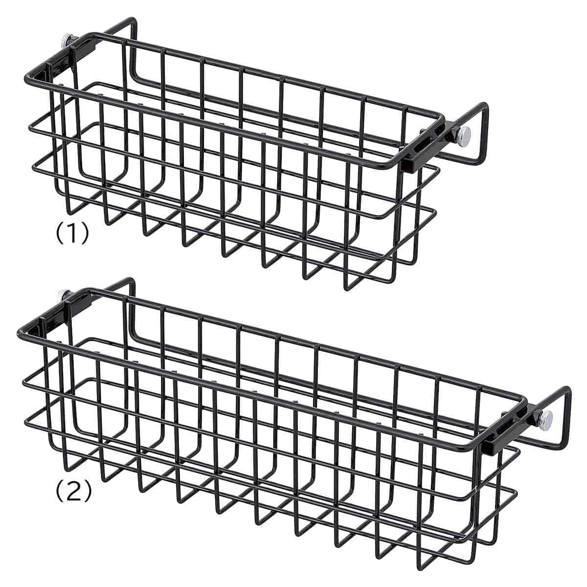 引っ掛け調整ネットカゴ ブラック〔ストエキオリジナル〕 幅27cm