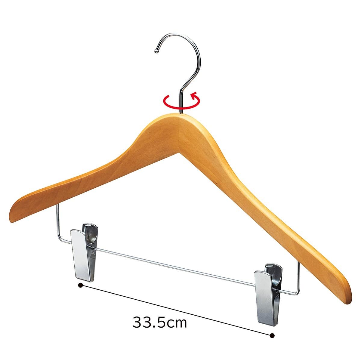 木製コーディネートハンガー ナチュラル(メープル)〔ストエキオリジナル〕 ボトム下型クリップ付き