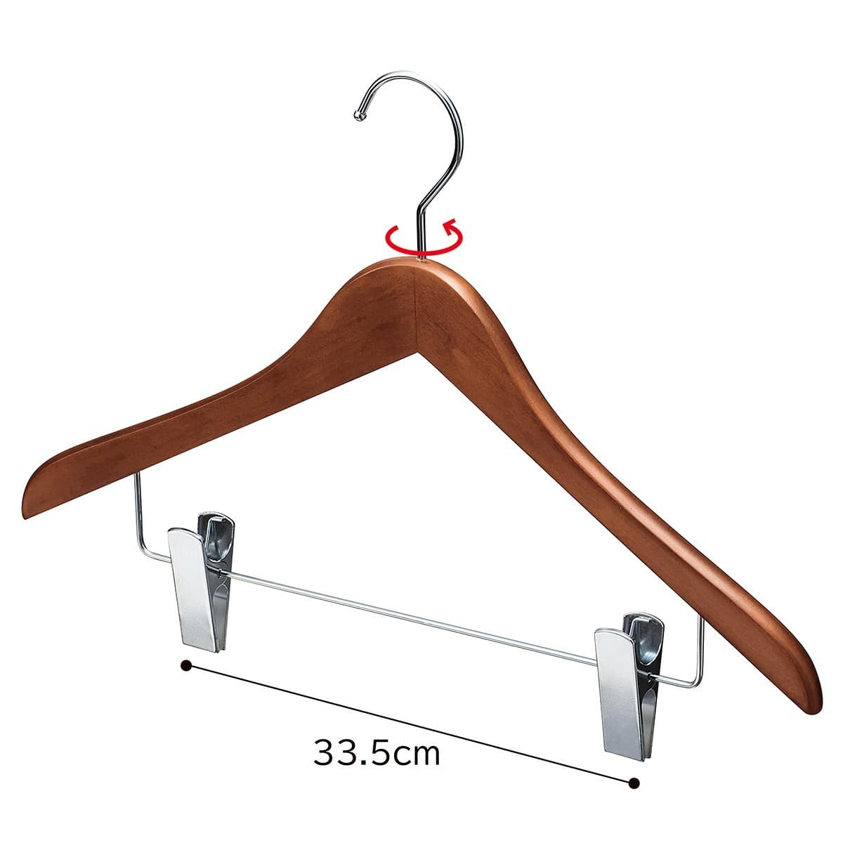 木製コーディネートハンガー ブラウン(メープル)〔ストエキオリジナル〕 ボトム下型クリップ付き