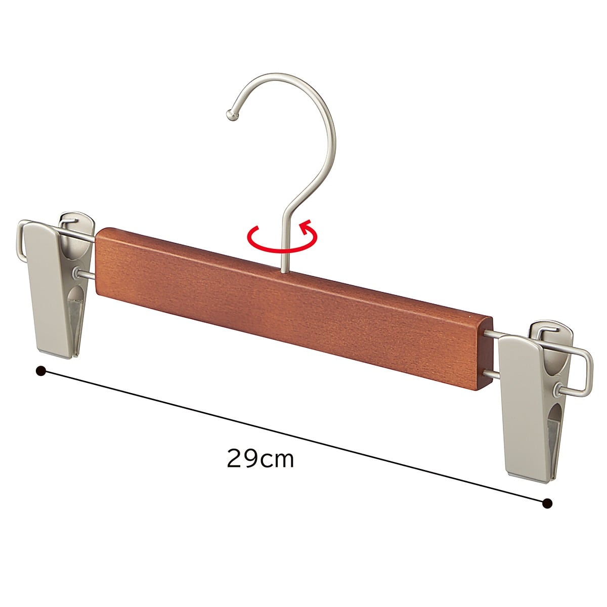 木製ボトムハンガー(ブナ材) ブラウン〔ストエキオリジナル〕 外型クリップ付き