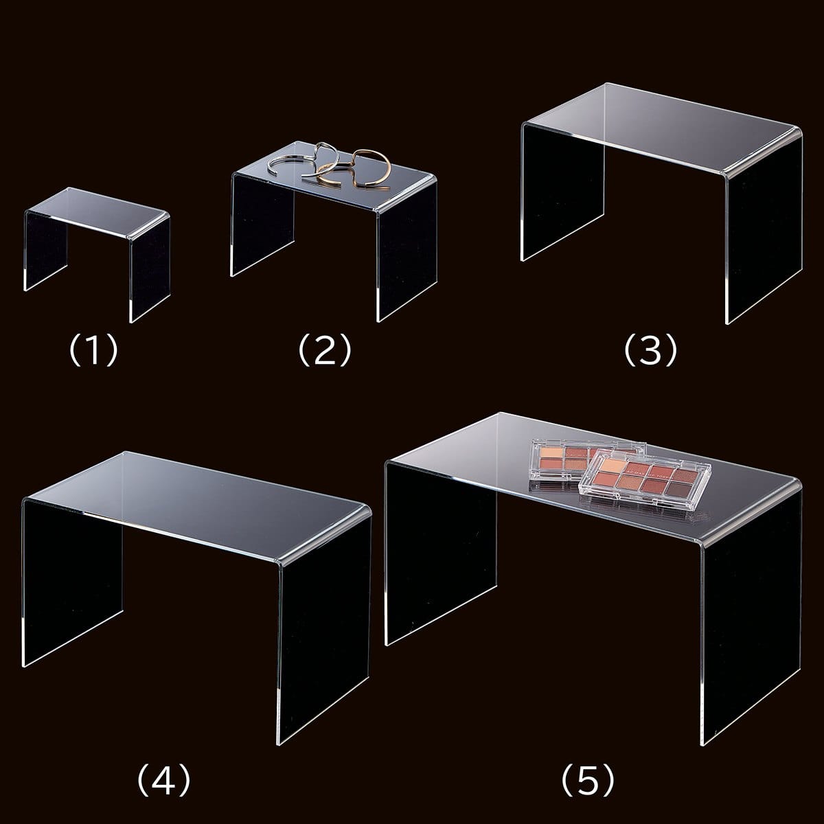 【2個】アクリル透明コの字ラック〔ストエキオリジナル〕 幅10cm