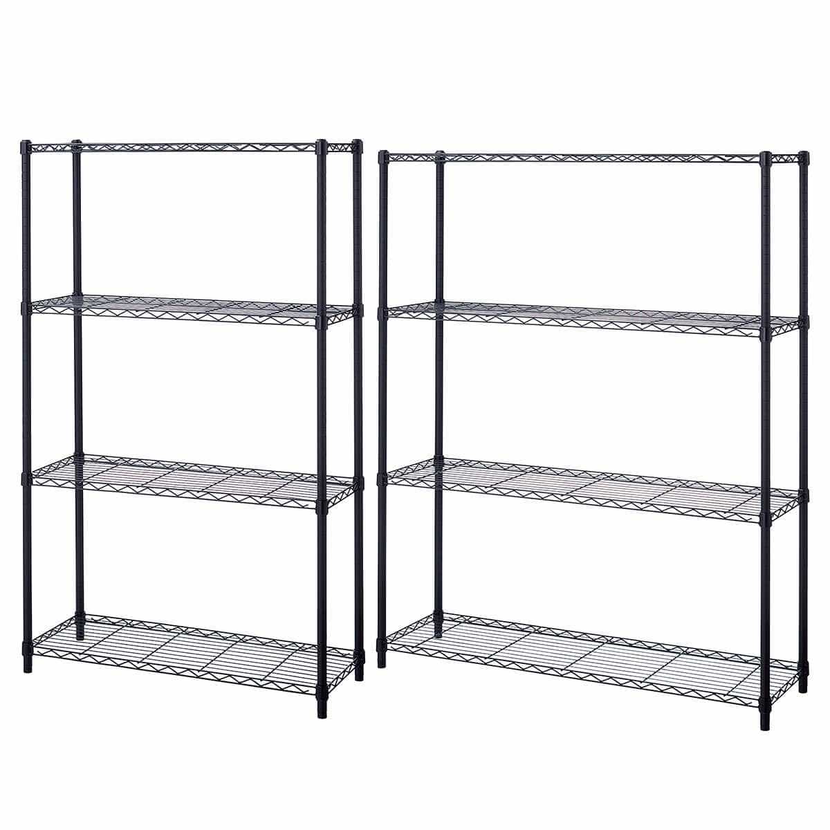 軽量用ワイヤーラック 奥行35cm アジャスタータイプ ブラック 高さ151cm 4段〔ストエキオリジナル〕 幅89.8cm