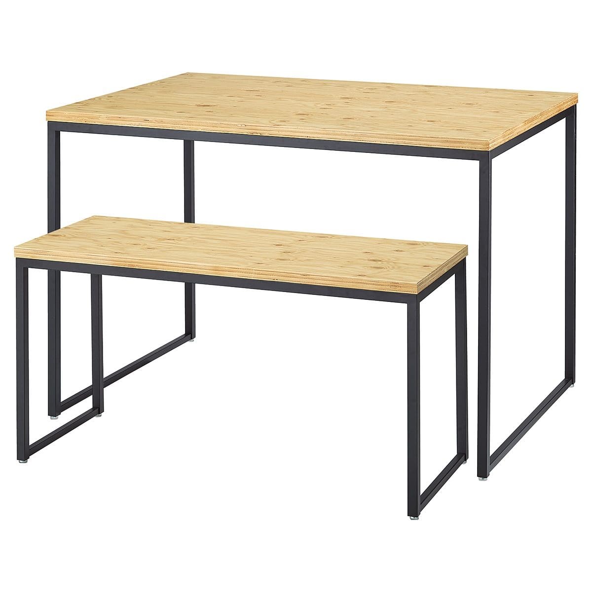 ラーチ合板天板 ショーテーブル ブラック脚 幅108×奥行45×高さ57.6cm