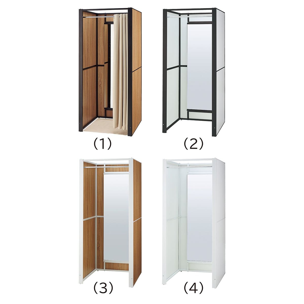 【本体】スクエアスチールパイプフィッティングルーム パネルタイプ[ストエキオリジナル] フレーム：ブラック ラスティック柄