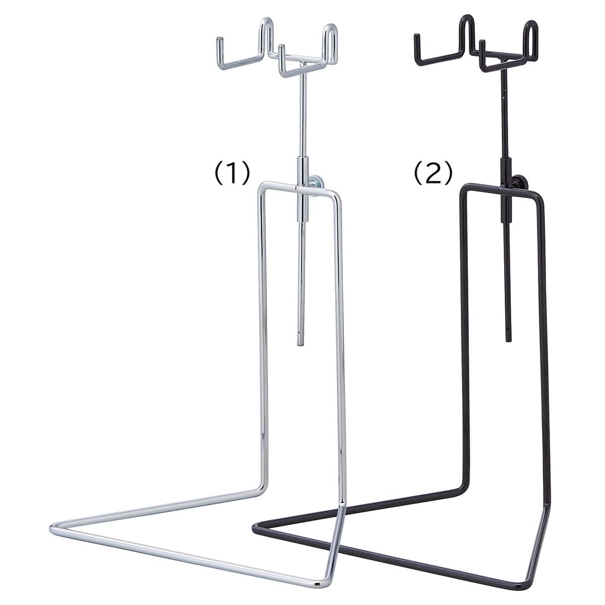 【2個】低床バッグスタンド フック2本仕様〔ストエキオリジナル〕 クローム