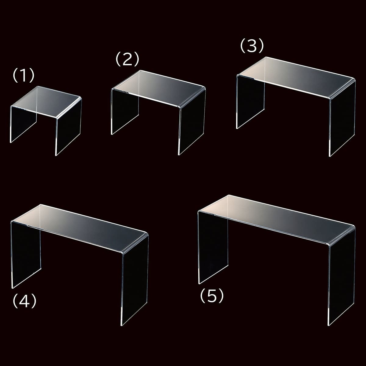 透明アクリルコの字ラック奥行10cm 〔ストエキオリジナル〕 幅10cm