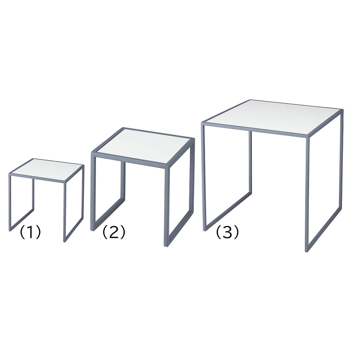 スチール脚コの字ラック グレー脚 ホワイト〔ストエキオリジナル〕 20cm角