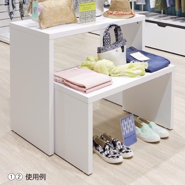 木製スリムコの字テーブル ホワイト〔ストエキオリジナル〕 幅82cm