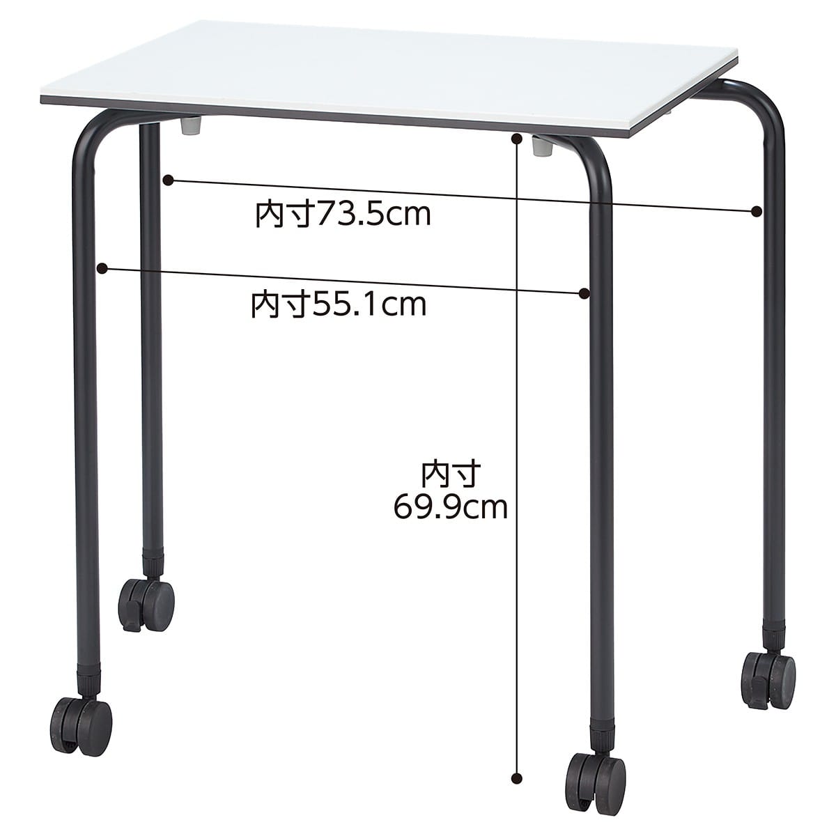 パーソナルテーブル 幅65×奥行45×高さ72cm ホワイト