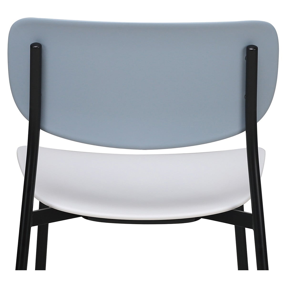 スチール脚スタッキングチェア 背ブルーグレー×座ホワイト