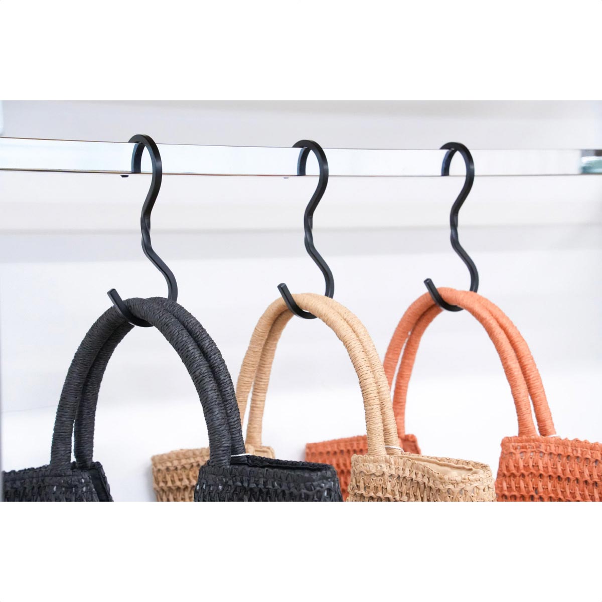 【10個】スチール製ディスプレイフック角タイプツイスト大 クローム