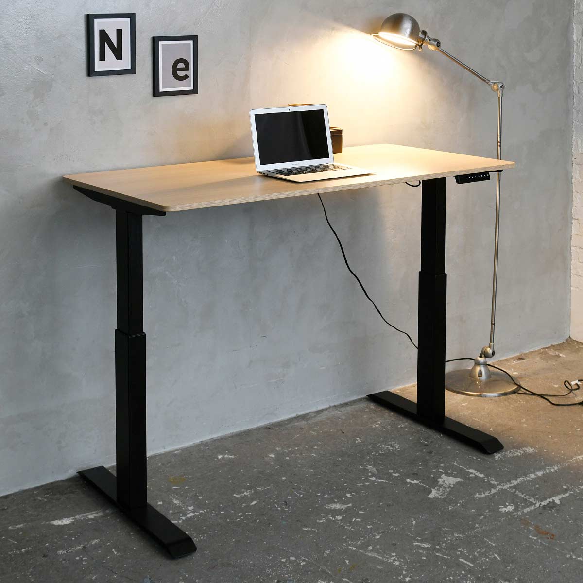 ユニットデスク 昇降脚 黒脚 ウッドナチュラル天板 幅100cm