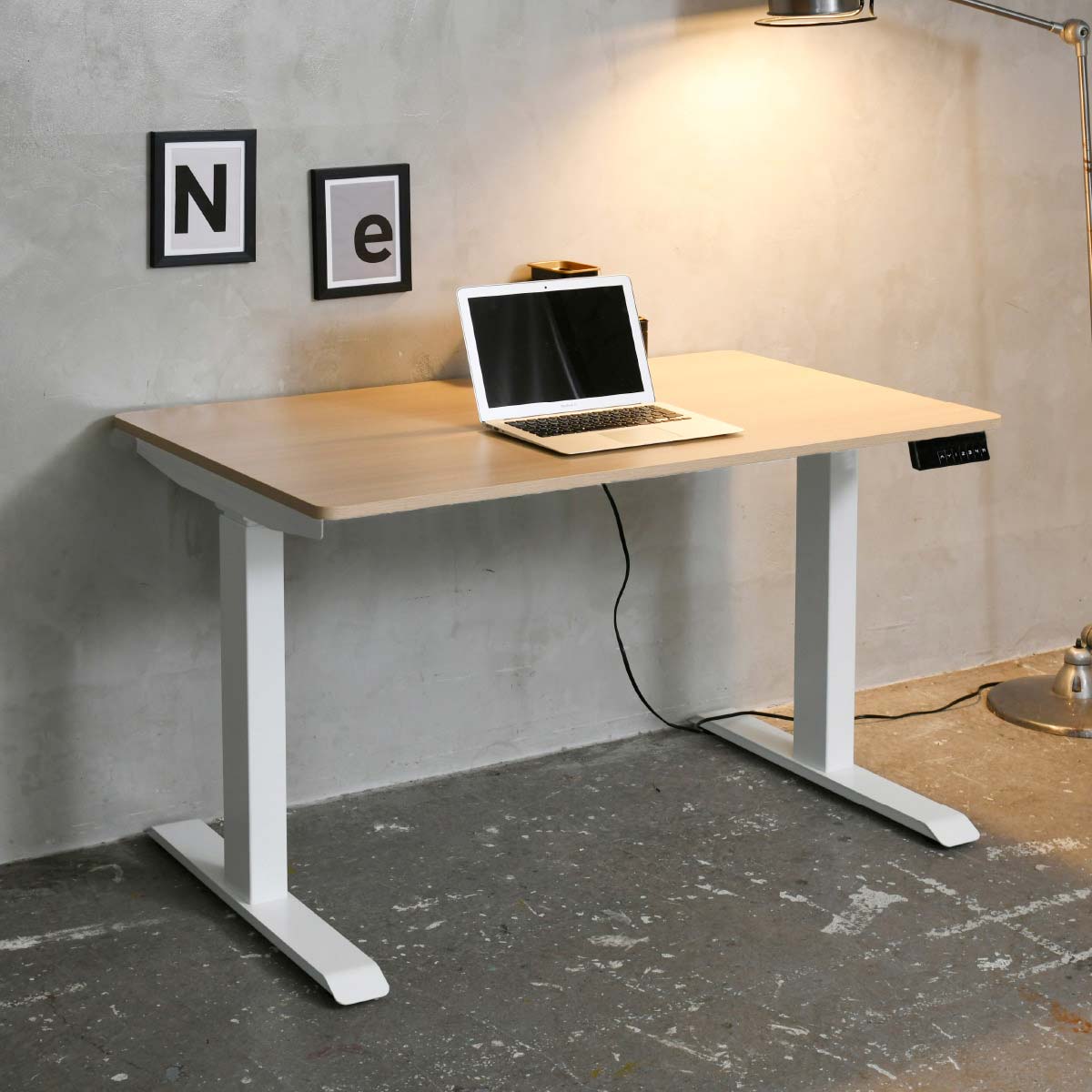 ユニットデスク 昇降脚 白脚 ウッドナチュラル天板 幅100cm