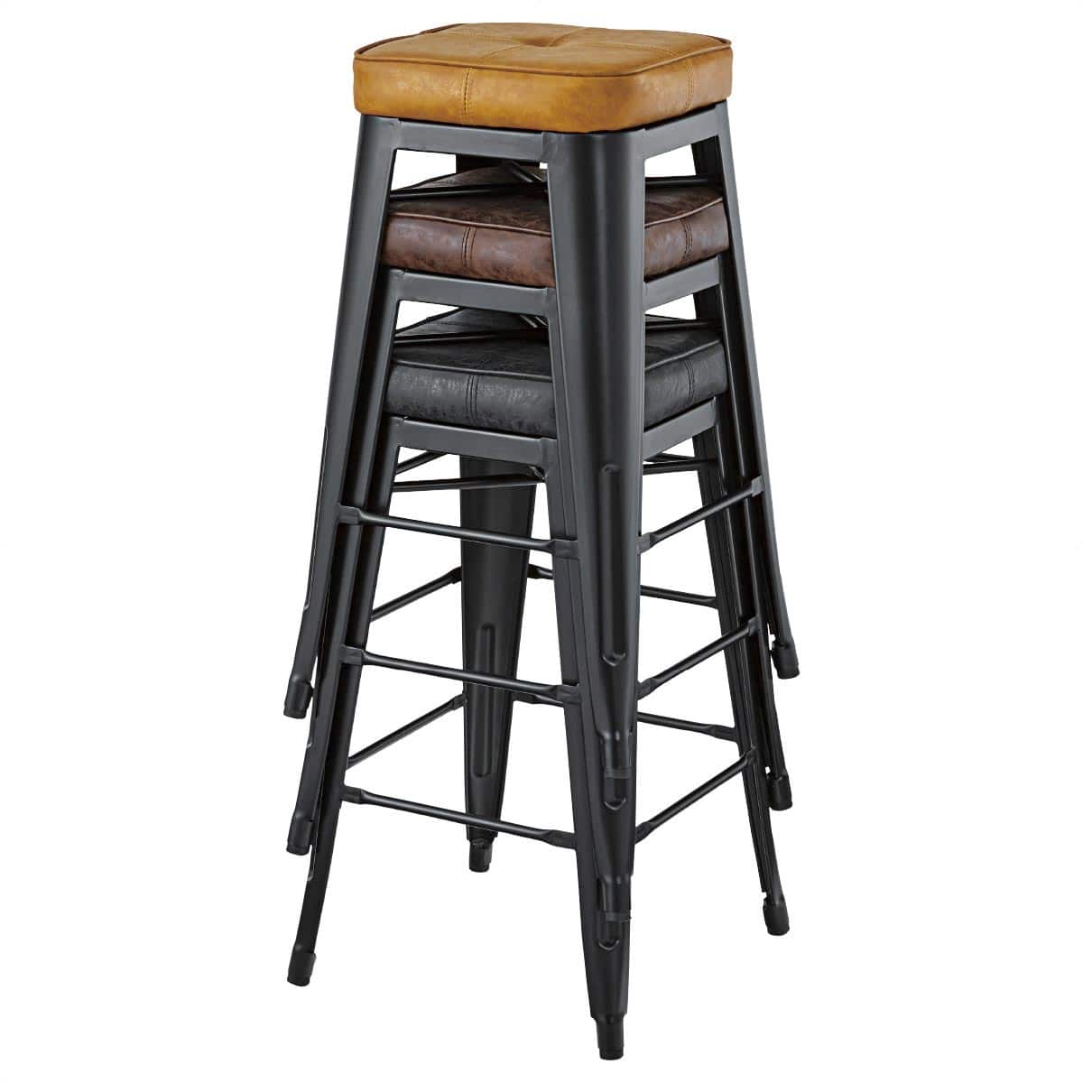 【2脚】ハイスツール 張地ソフトレザー チャコール