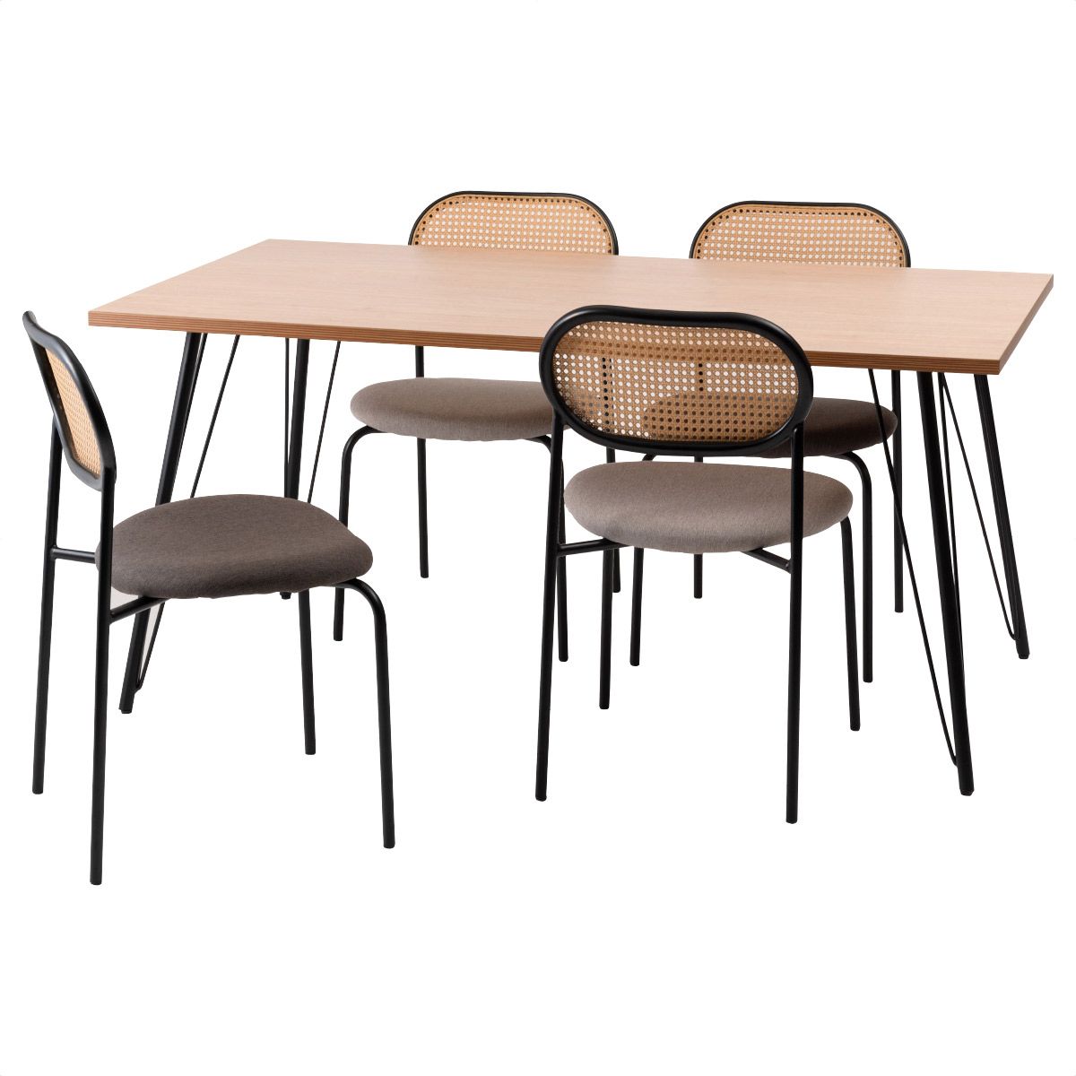 2脚 ダイニングチェア 背ベージュ×座グレー