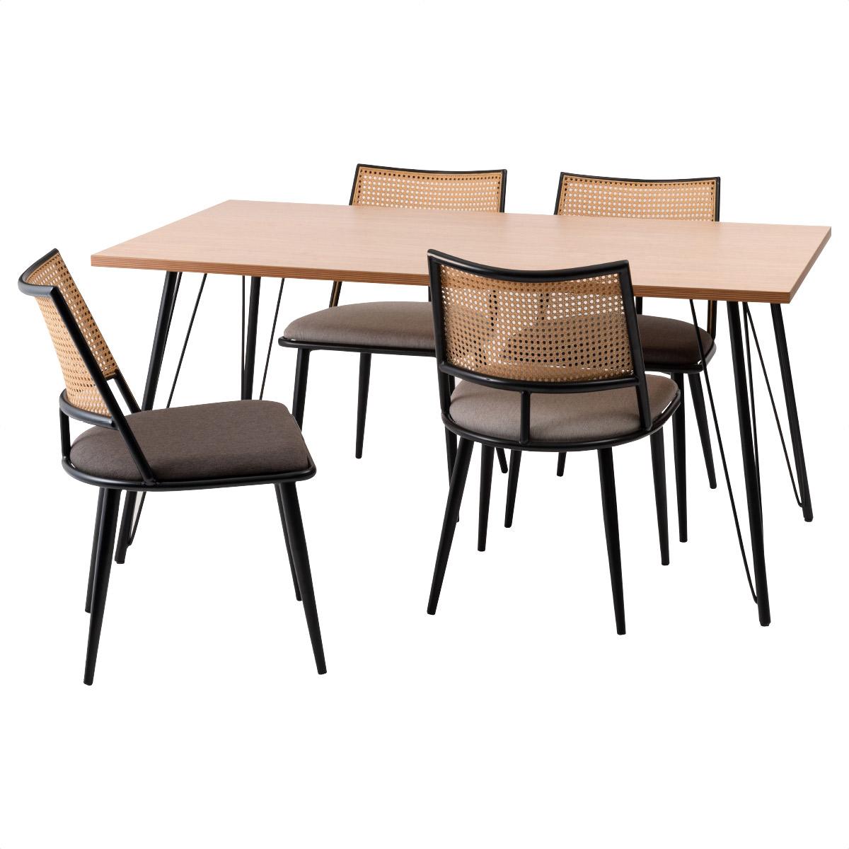 2脚 ダイニングチェア 背ベージュ×座グレー