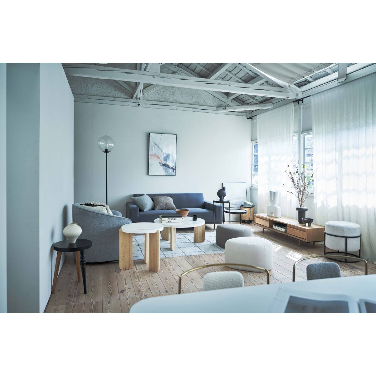 2台 スツール ベージュ