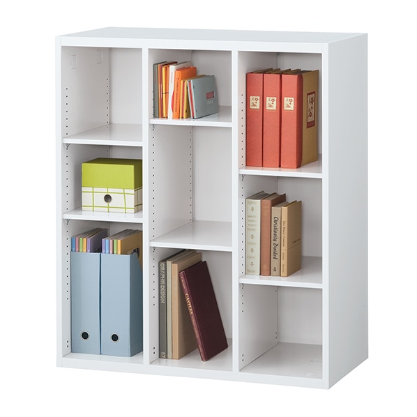 生興 システム収納庫 オープン書庫3列 上下兼用 幅90×105cm ホワイト RW45-310K