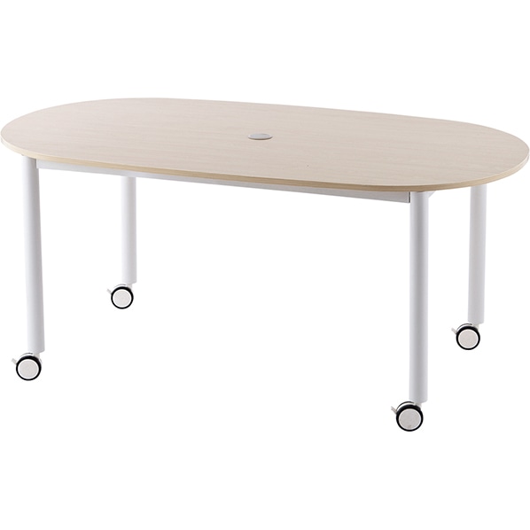 アールエフヤマカワ キャスターテーブル ホワイト脚 オーバル