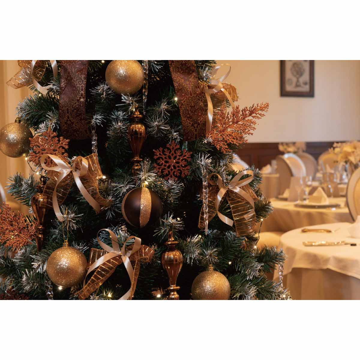 ベース付きデラックスクリスマスツリーセット ゴールド〔ストエキ