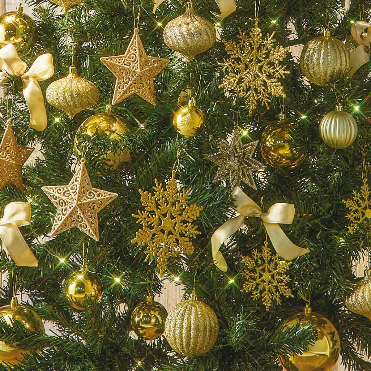 ベーシッククリスマスツリーセット ゴールド 150cm/180cm/210cm