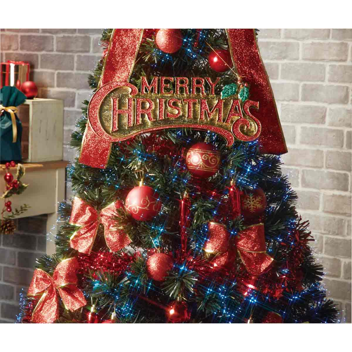 デコレーションファイバーツリーセット レッド 150cm/180cm/210cm 高さ150×幅76cm