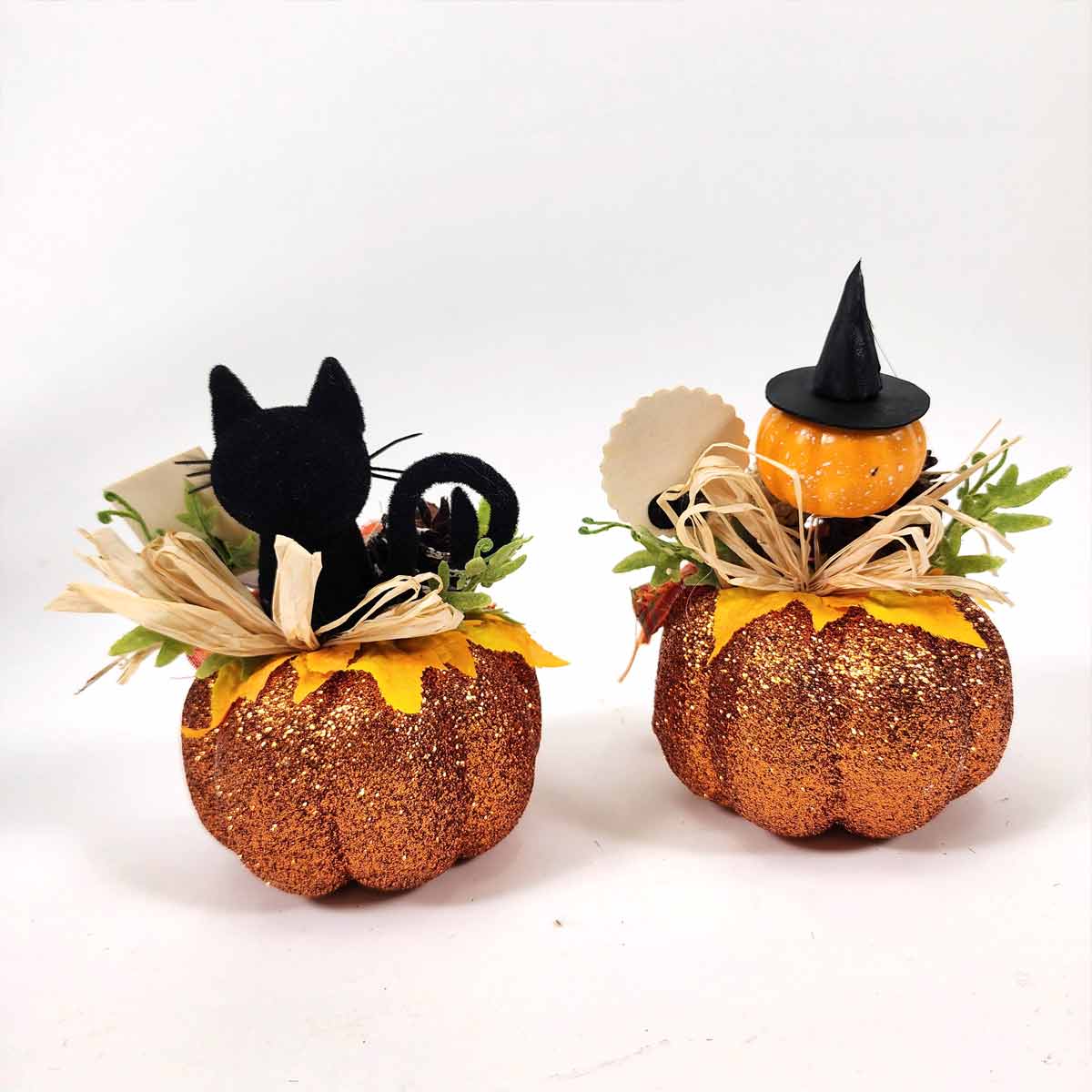 パンプキンベースアレンジ オレンジ高さ15cm(造花) パンプキン