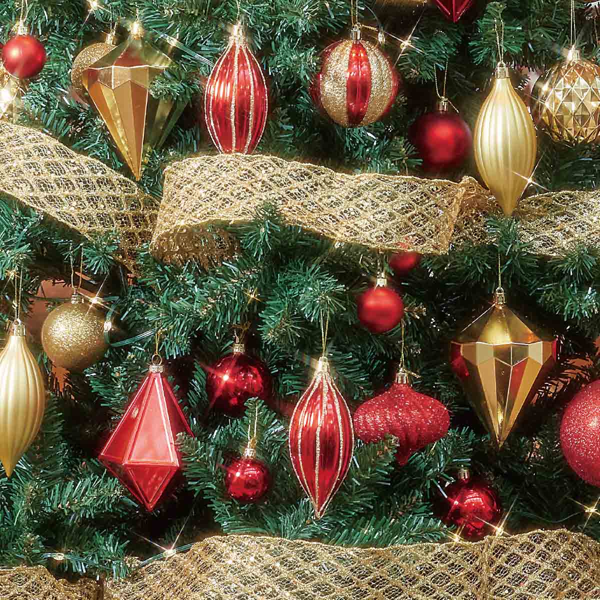 コンチネンタルクリスマスツリーセット ゴールド・レッド［ストエキオリジナル］ 高さ150×幅99cm