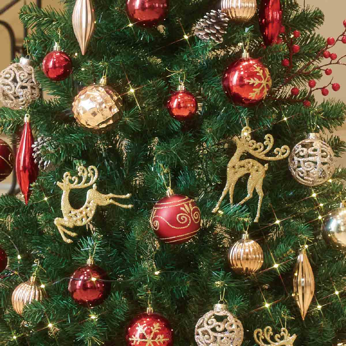 ラグジュアリークリスマスツリーセット レッド［ストエキオリジナル］ 高さ180×幅100cm