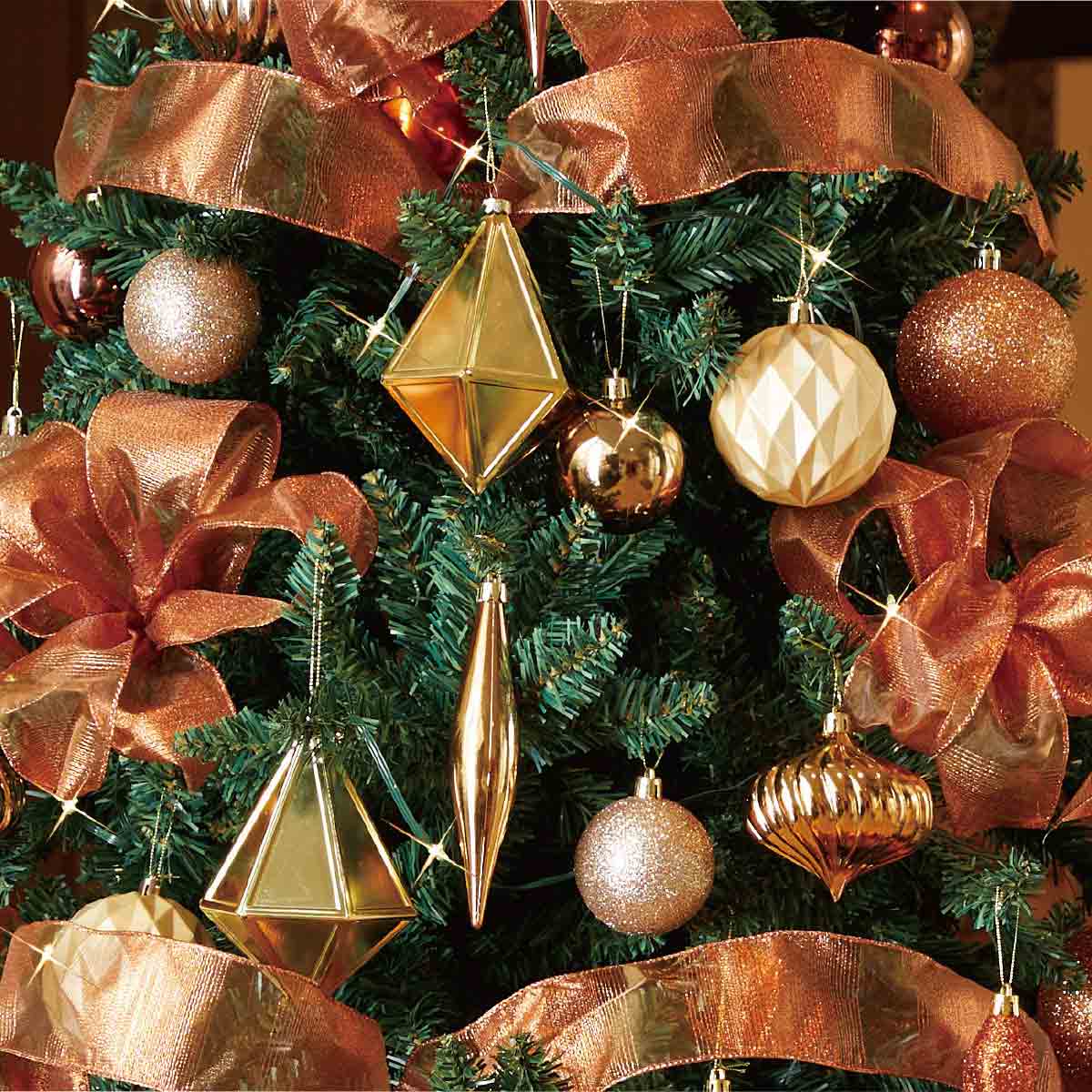 ゴージャスクリスマスツリーセット コパーゴールド［ストエキオリジナル］ 高さ180×幅110cm